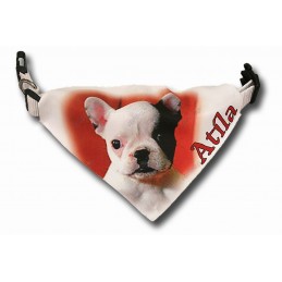 Collar bandana perro ajustable en poliester resistente, personalizable hasta con foto.