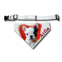 Collar bandana perro ajustable en poliester resistente, personalizable hasta con foto.