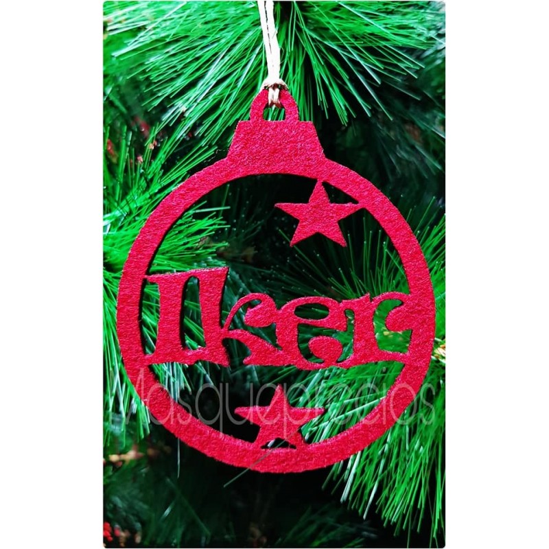 Bola decoración árbol de navidad en fieltro con tu nombre,color a elegir