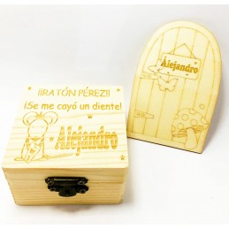 Caja de madera personalizada Ratoncito pérez guarda dientes M2