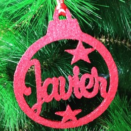 Bola decoración árbol de navidad en fieltro con tu nombre,color a elegir