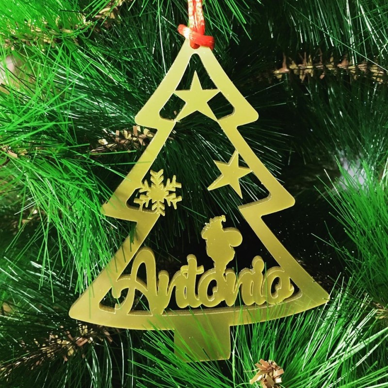 Adorno para el árbol de Navidad personalizado-forma de árbol con tu nombre