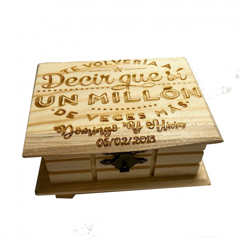 Caja de madera enamorados-Feliz día de San Valentín -te volveria a decir que si un millón de veces más