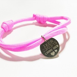 Bonita y original pulsera ajustable-cordón paracord rosa datos de nacimiento del bebe