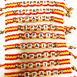 Pulsera pack de 2 ajustable motivo Bandera de España SPAIN con mensaje spain