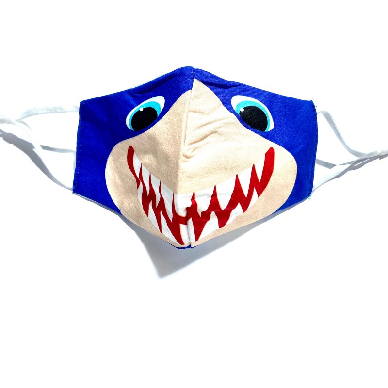 Mascarilla infantil tiburón azul comoda y segura