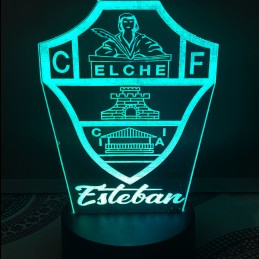 Lámparas led 3D personalizadas con escudo Elche Club de Fútbol