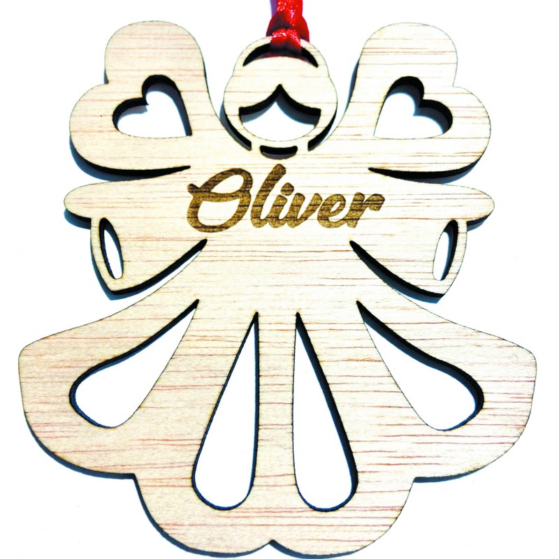 Ángel para árbol de navidad con nombre grabado