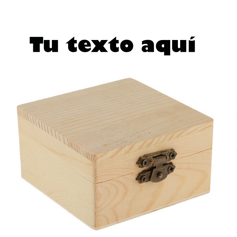 Caja de madera grabada con tu texto o foto, diseña tu mismo