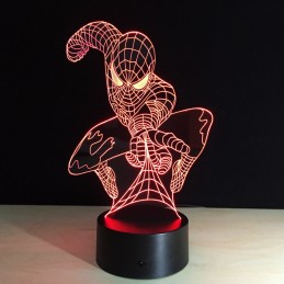 Lampara LED 3D decoración personaje spiderman, SpiderMan Led Lamp, efecto de ilusión 3D, Lámpara de noche de habitación,