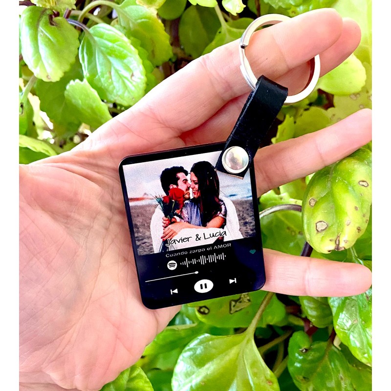 Llavero acrílico con foto y tu música por Código de Spotify