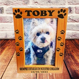 Marco de foto en madera personalizado para recordar a vuestras mascotas