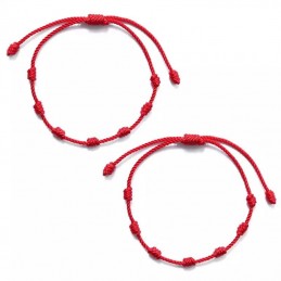 Pulsera de cuerda roja de 7 nudos para la protección del mal de ojo, amuleto de buena suerte para el éxito