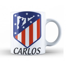 Taza de porcelana Atlético de Madrid personalizada o tu escudo favorito