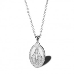 Collar Medalla de la Virgen María para mujer, Gargantilla con colgante de acero