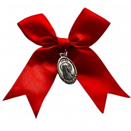 Broche Lazo rojo para el mal de ojo,con medalla de la virgen