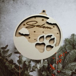Bola Navidad con huella de gato y nombre personalizado