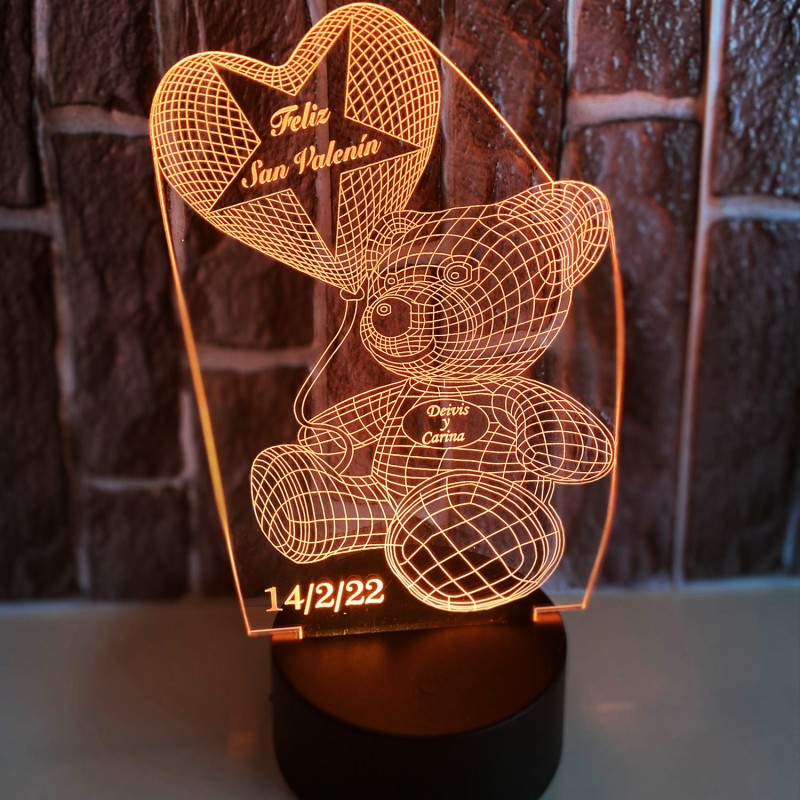 Lámpara luces Osito Teddy del amor con 7 colores LED 3d