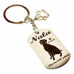 Llavero personalizado mascota con silueta de la raza de tu perro, Graba su nombre