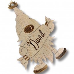 Adorno colgante de navidad, gnomo personalizado de madera