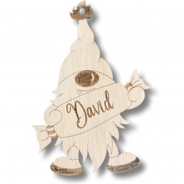 Adorno colgante de navidad, gnomo personalizado de madera