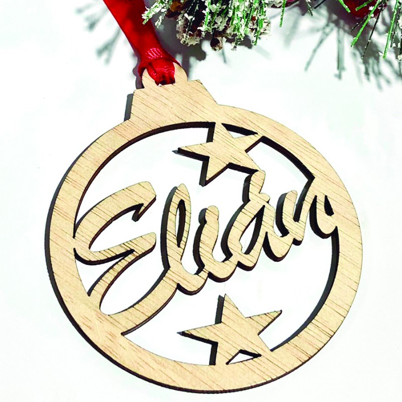 Bola de Navidad personalizadas en madera para adornar el árbol