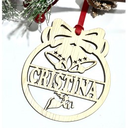 Bola de Navidad personalizada con nombre - Esfera Navideña de madera - Adorno personalizado de navidad modelo campana