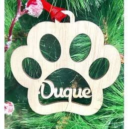 Adorno Navidad con huella de perro/gato personalizadas con su nombre