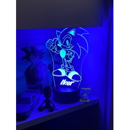 Lámpara personalizada De Ilusión 3D Luz De Noche Led Sonic , con mando y hasta 7 colores incluidos