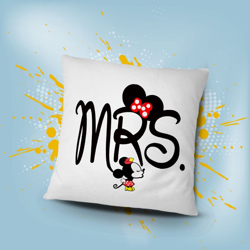 Cojín personalizado "Mickey o Minnie" regalo especial enamorados , foto detrás opcional