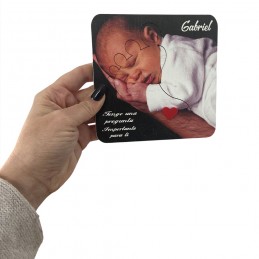 Regalo original para pedir ser la madrina o padrino de vuestro bebe, tabla madera con pie y foto