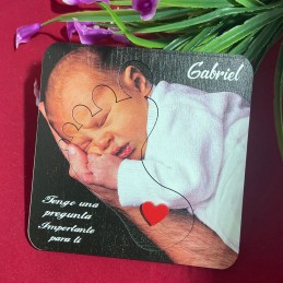 Regalo original para pedir ser la madrina o padrino de vuestro bebe, tabla madera con pie y foto