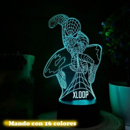 Lampara LED 3D decoración personaje spiderman, SpiderMan Led Lamp, efecto de ilusión 3D, Lámpara de noche de habitación,