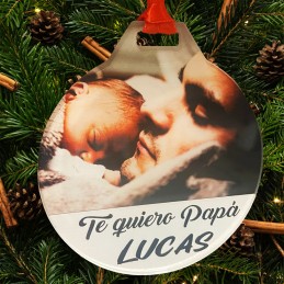 Bolas de Navidad con Foto y Mensaje Personalizado, Adornos de Navidad con Cuerda Dorada, Seres Queridos, 2 tamaños