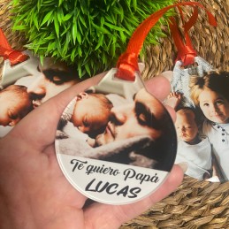 Bolas de Navidad con Foto y Mensaje Personalizado, Adornos de Navidad con Cuerda Dorada, Seres Queridos, 2 tamaños