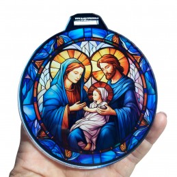 Esfera cátolica de Metacrilato: Imagen a Todo Color de la Sagrada Familia, 90 mm